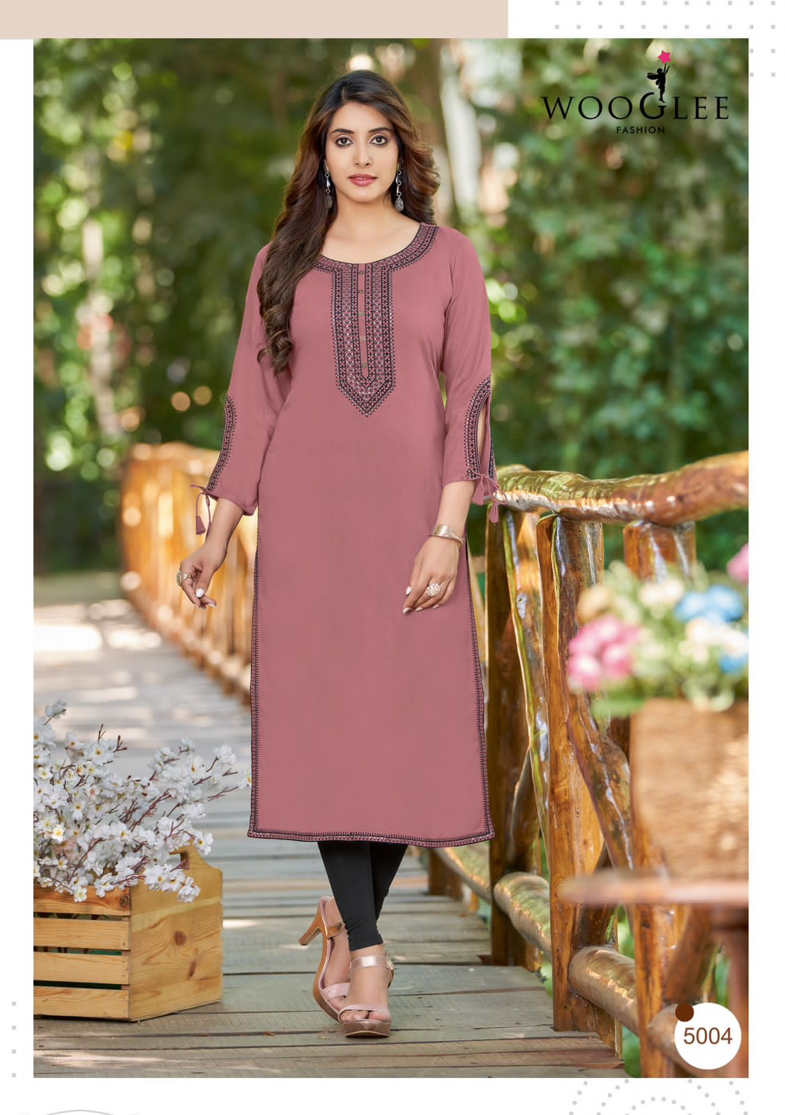 Wooglee Shloka Designer Embroidery Kurtis Catalog